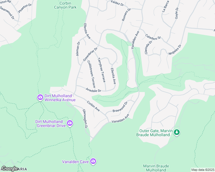 map of restaurants, bars, coffee shops, grocery stores, and more near 3962 Tarrybrae Terrace in Los Angeles