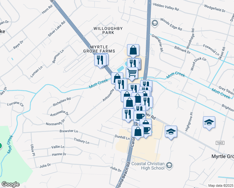 map of restaurants, bars, coffee shops, grocery stores, and more near 5310 Carolina Beach Rd in Wilmington