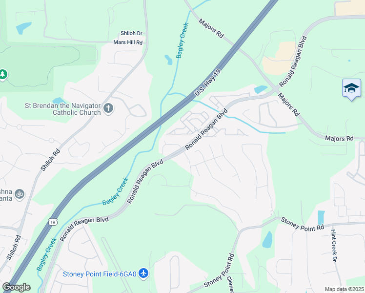 map of restaurants, bars, coffee shops, grocery stores, and more near 4375 Bluejay Place in Cumming