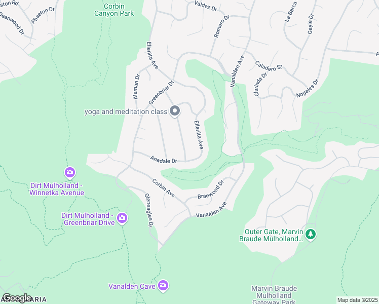 map of restaurants, bars, coffee shops, grocery stores, and more near 3962 Tarrybrae Terrace in Los Angeles