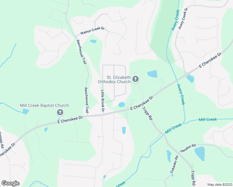 map of restaurants, bars, coffee shops, grocery stores, and more near 212 Little Brook Lane in Woodstock