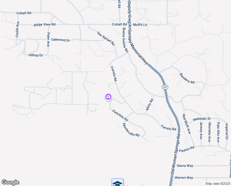 map of restaurants, bars, coffee shops, grocery stores, and more near 6102 Farrelo Road in Yucca Valley