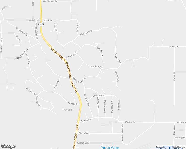 map of restaurants, bars, coffee shops, grocery stores, and more near 57466 Buena Suerte Road in Yucca Valley