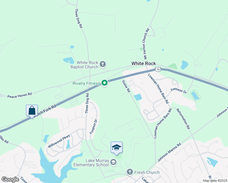 map of restaurants, bars, coffee shops, grocery stores, and more near 1006 Guise Road in Chapin