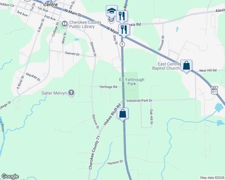 map of restaurants, bars, coffee shops, grocery stores, and more near 195 Progress Lane in Centre