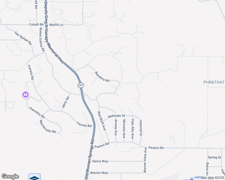 map of restaurants, bars, coffee shops, grocery stores, and more near 57494 Buena Suerte Road in Yucca Valley
