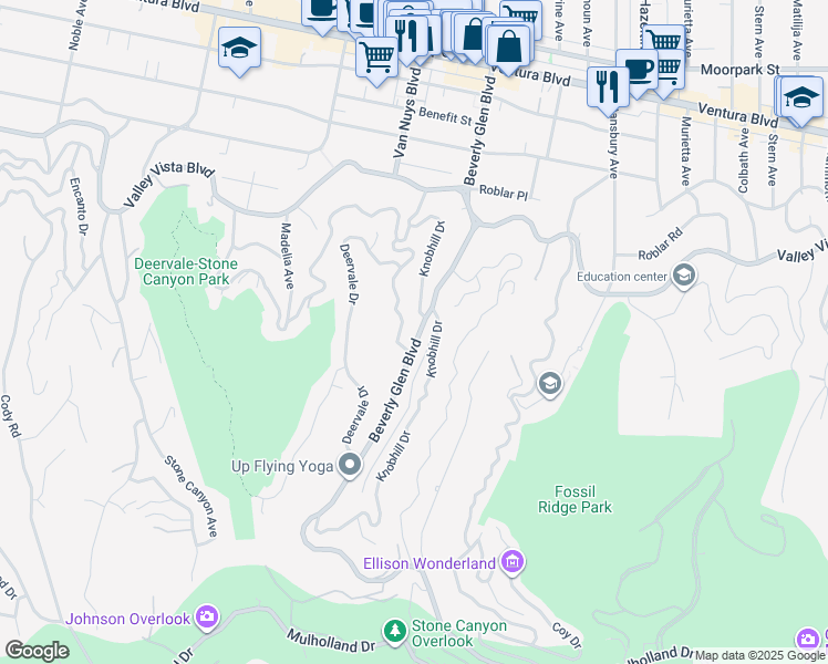 map of restaurants, bars, coffee shops, grocery stores, and more near 3910 Sumac Drive in Los Angeles