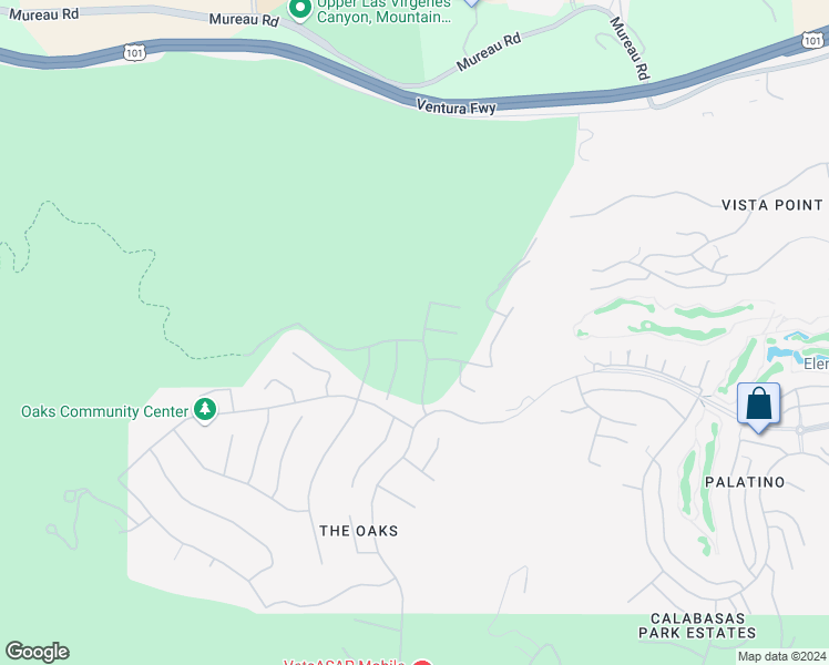 map of restaurants, bars, coffee shops, grocery stores, and more near 4185 Prado De La Puma in Calabasas