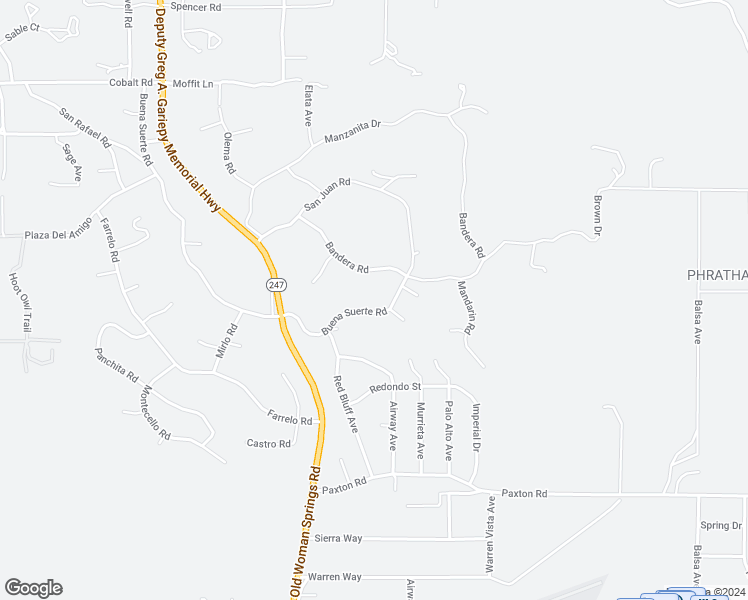 map of restaurants, bars, coffee shops, grocery stores, and more near 57466 Buena Suerte Road in Yucca Valley