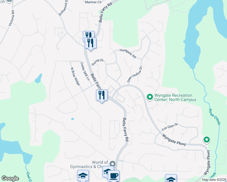map of restaurants, bars, coffee shops, grocery stores, and more near 156 Rose Cottage Lane in Woodstock