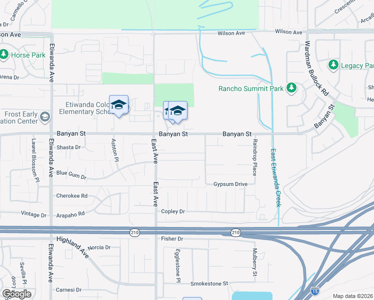 map of restaurants, bars, coffee shops, grocery stores, and more near 13408 Silver Sky Road in Rancho Cucamonga