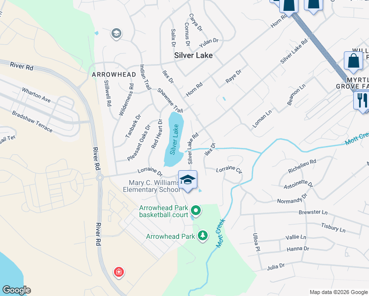 map of restaurants, bars, coffee shops, grocery stores, and more near 738 Silver Lake Road in Wilmington