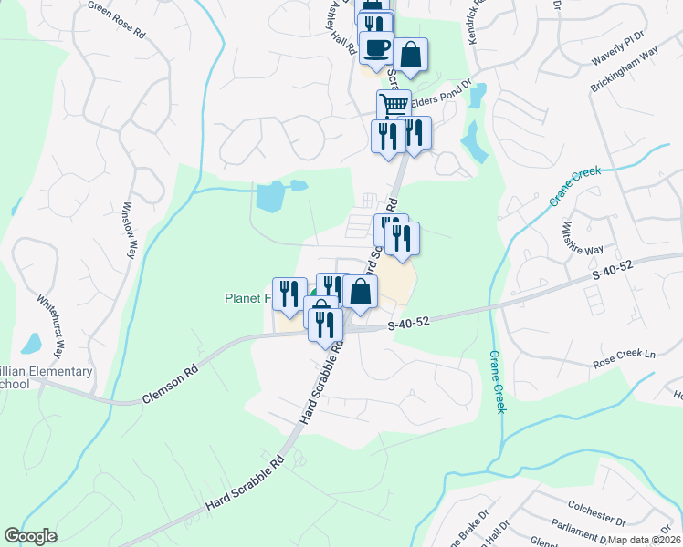 map of restaurants, bars, coffee shops, grocery stores, and more near 222 Salusbury Lane in Columbia