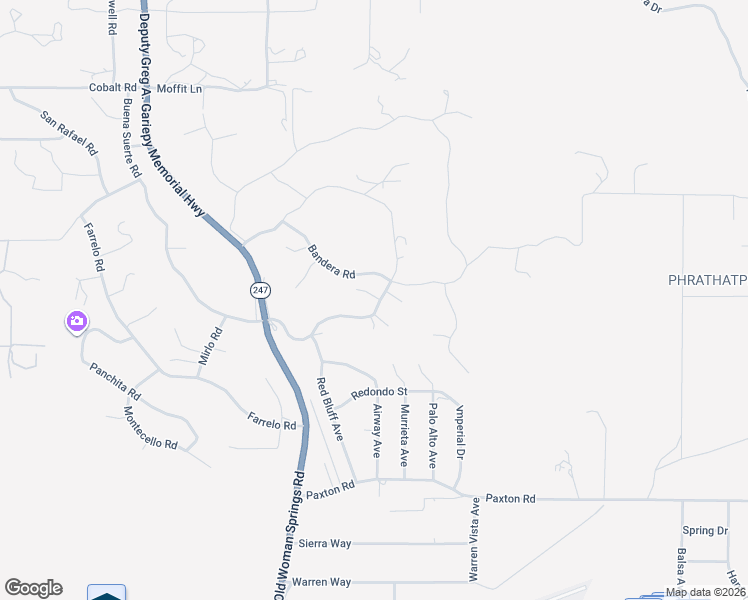map of restaurants, bars, coffee shops, grocery stores, and more near 57494 Buena Suerte Road in Yucca Valley