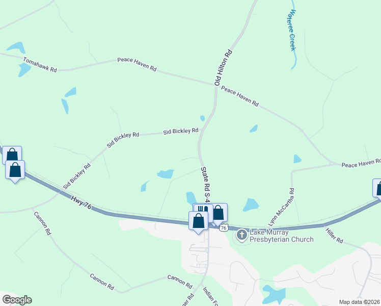 map of restaurants, bars, coffee shops, grocery stores, and more near 105 Hilton Acres Road in Chapin