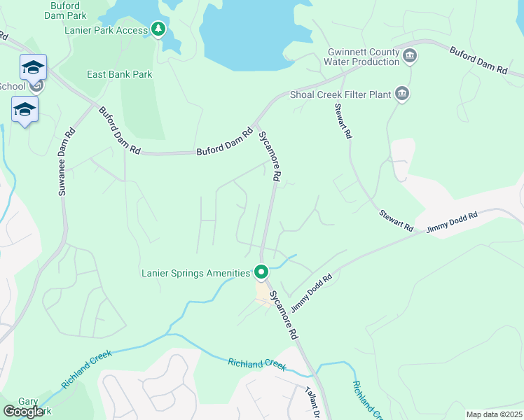 map of restaurants, bars, coffee shops, grocery stores, and more near 6231 Sparkling Cove Lane in Buford
