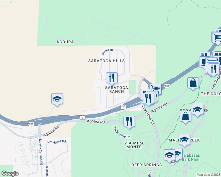 map of restaurants, bars, coffee shops, grocery stores, and more near 27014 Helmond Drive in Agoura Hills