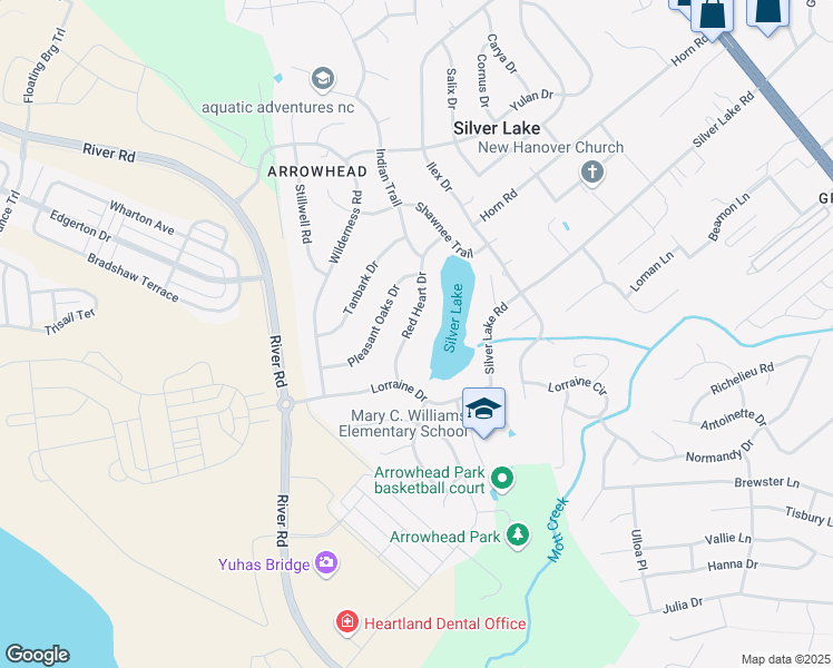 map of restaurants, bars, coffee shops, grocery stores, and more near 4937 Red Heart Drive in Wilmington