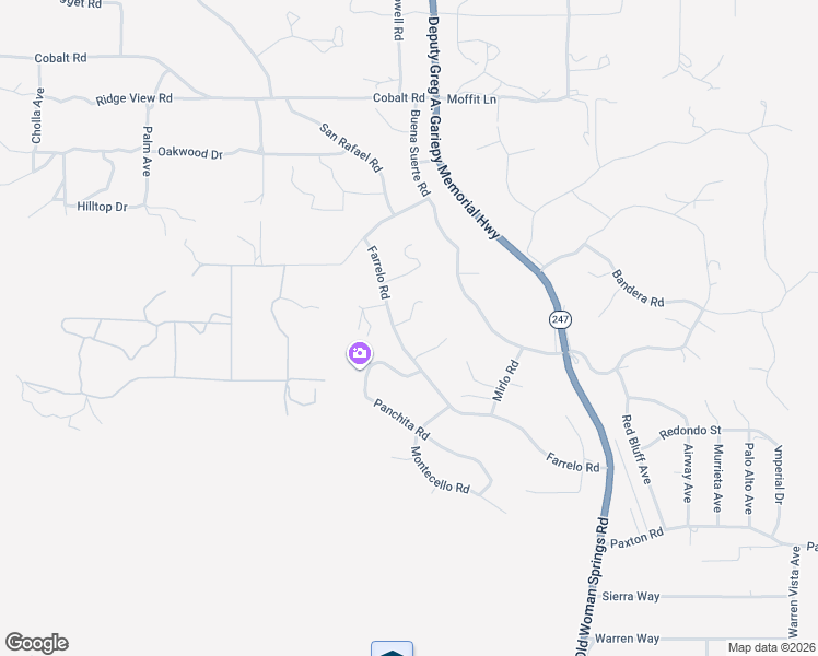 map of restaurants, bars, coffee shops, grocery stores, and more near 57005 Pinto Court in Yucca Valley