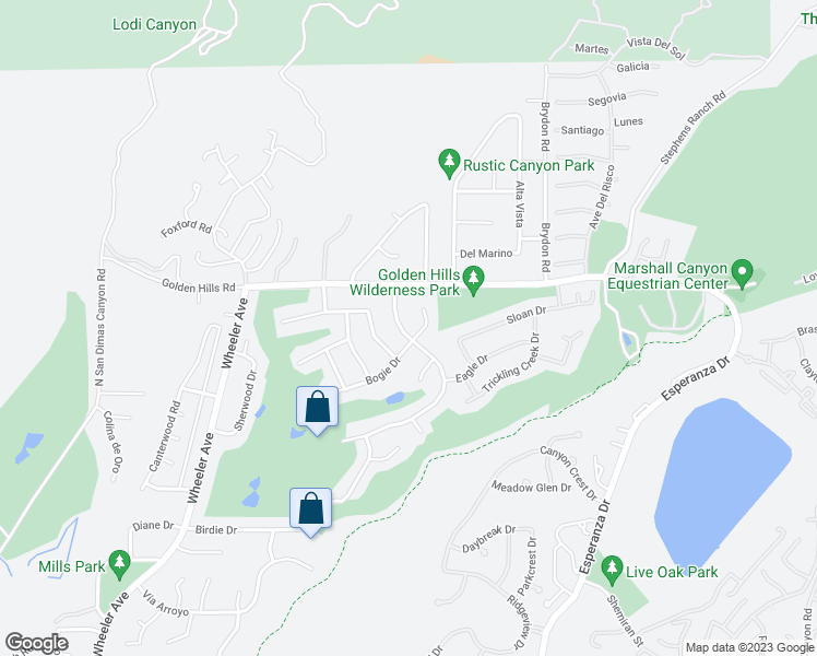 map of restaurants, bars, coffee shops, grocery stores, and more near 6908 Country Club Drive in La Verne