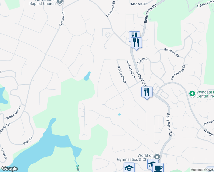 map of restaurants, bars, coffee shops, grocery stores, and more near 506 Chestnut Ridge in Woodstock