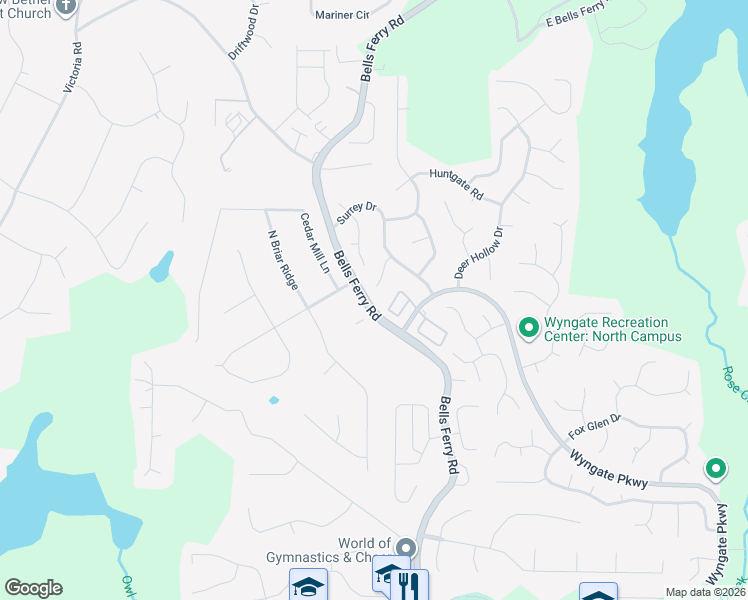 map of restaurants, bars, coffee shops, grocery stores, and more near 413 Pine Grove Way in Woodstock