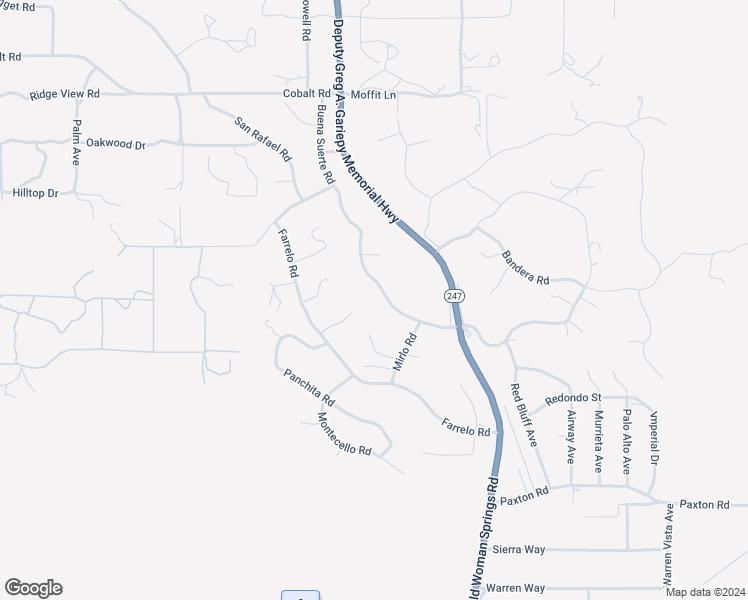 map of restaurants, bars, coffee shops, grocery stores, and more near 6094 Buena Suerte Road in Yucca Valley