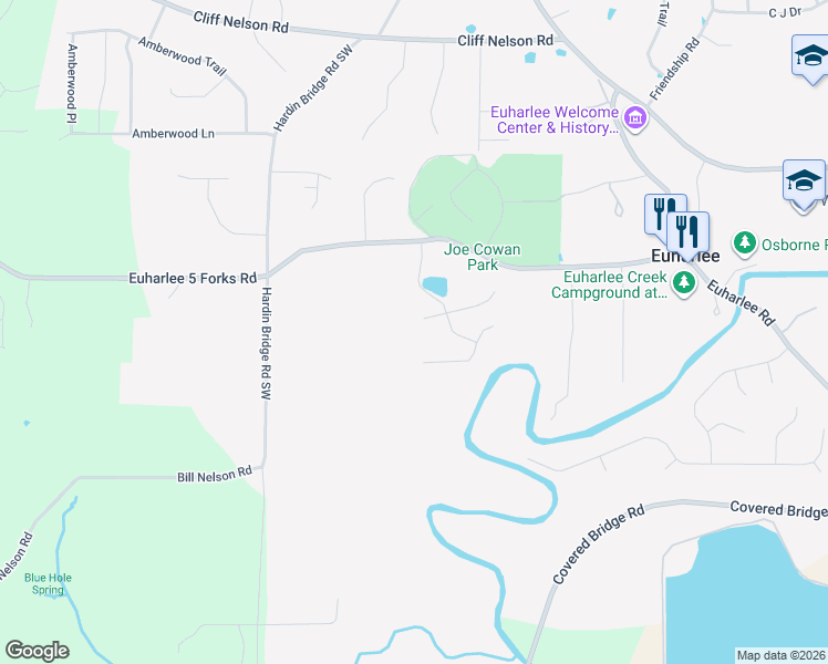 map of restaurants, bars, coffee shops, grocery stores, and more near 25 Jasmine Ln SW in Euharlee