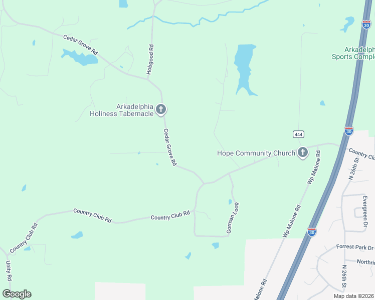 map of restaurants, bars, coffee shops, grocery stores, and more near 48 Cedar Grove Road in Arkadelphia