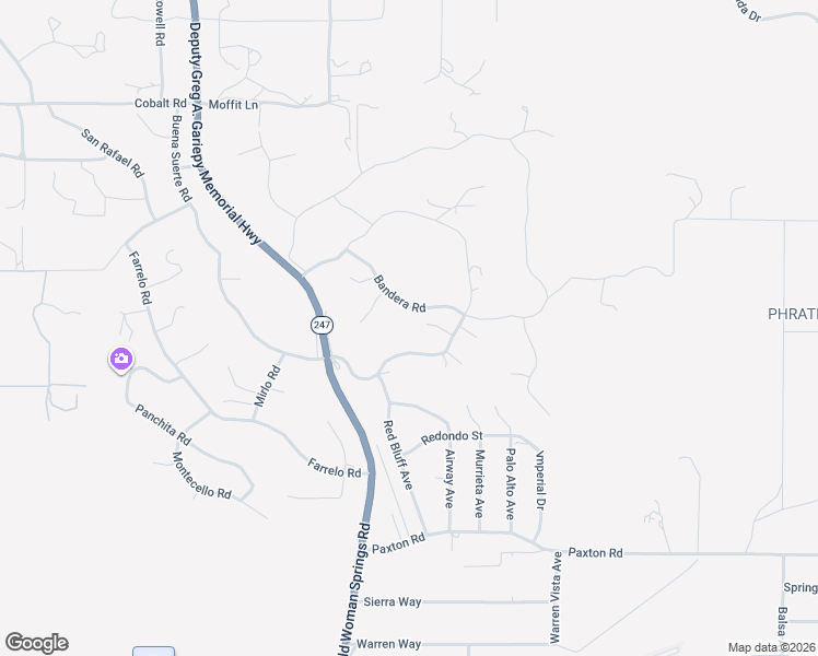 map of restaurants, bars, coffee shops, grocery stores, and more near 57427 Bandera Road in Yucca Valley