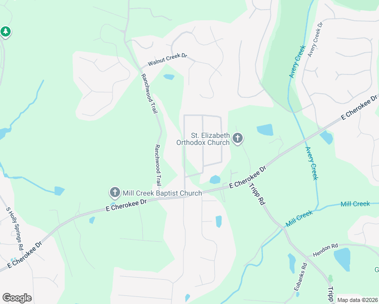 map of restaurants, bars, coffee shops, grocery stores, and more near 219 Little Brook Lane in Woodstock