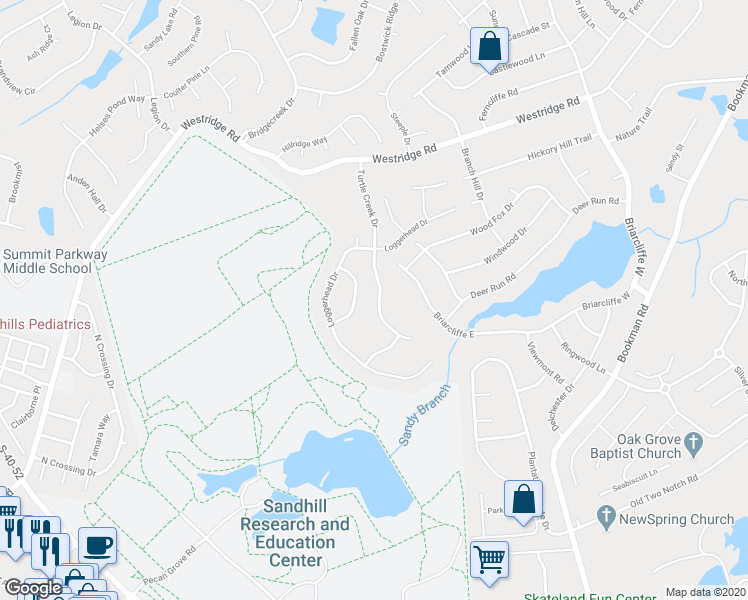 map of restaurants, bars, coffee shops, grocery stores, and more near 216 Turtle Creek Drive in Columbia