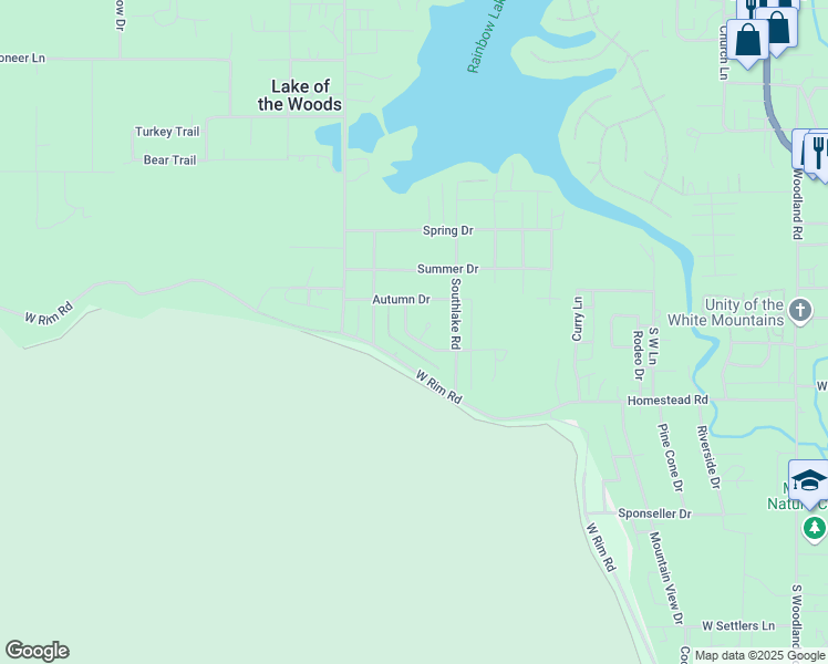 map of restaurants, bars, coffee shops, grocery stores, and more near 2916 Gooseleg Way in Navajo County