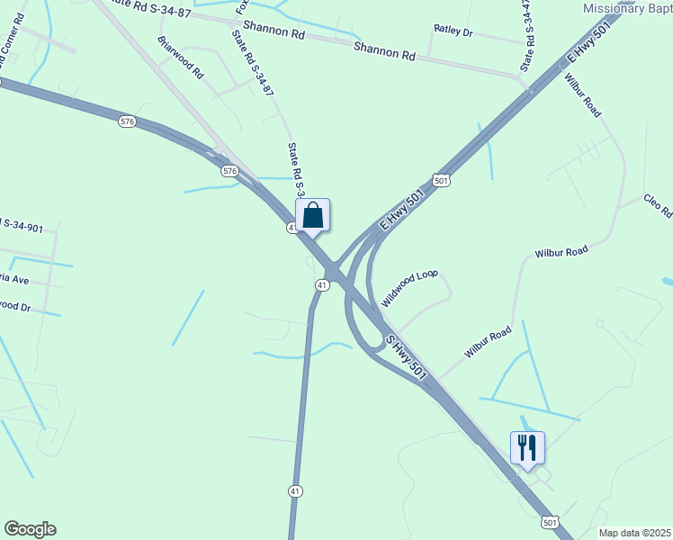 map of restaurants, bars, coffee shops, grocery stores, and more near South Carolina 41 Alternate in Marion