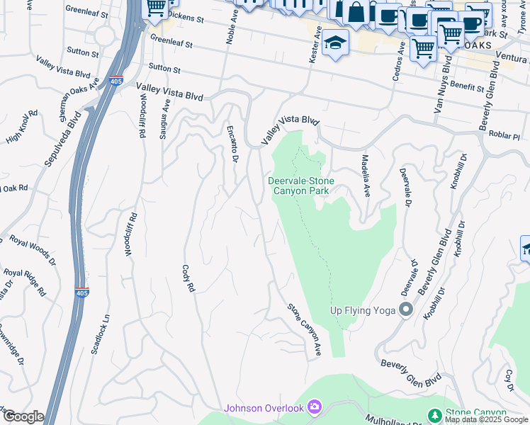 map of restaurants, bars, coffee shops, grocery stores, and more near 3946 Stone Canyon Avenue in Los Angeles