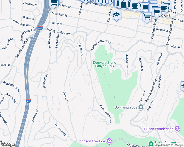 map of restaurants, bars, coffee shops, grocery stores, and more near 3946 Stone Canyon Avenue in Los Angeles