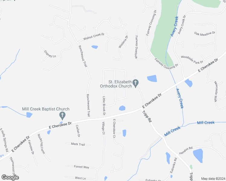 map of restaurants, bars, coffee shops, grocery stores, and more near 215 Little Brook Lane in Woodstock