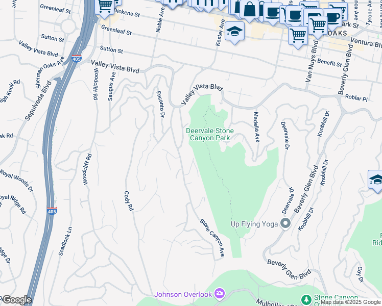 map of restaurants, bars, coffee shops, grocery stores, and more near 4012 Stoneybrook Drive in Los Angeles