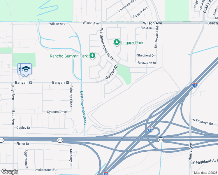 map of restaurants, bars, coffee shops, grocery stores, and more near 6102 Grovewood Place in Rancho Cucamonga