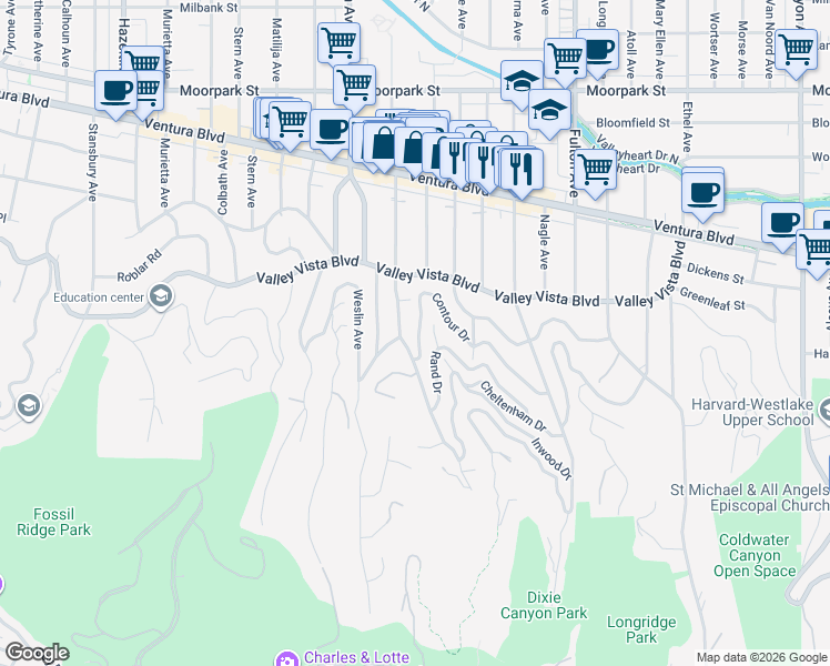map of restaurants, bars, coffee shops, grocery stores, and more near 4029 Rand Court in Los Angeles