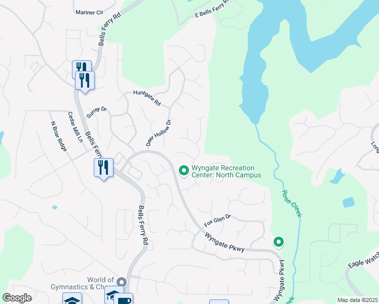 map of restaurants, bars, coffee shops, grocery stores, and more near 5102 Staplehurst Lane in Woodstock