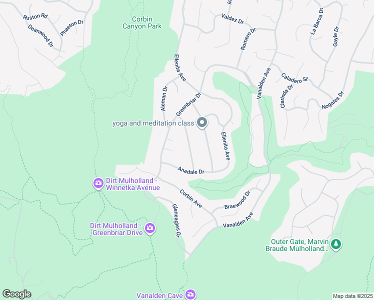 map of restaurants, bars, coffee shops, grocery stores, and more near 4001 Coldstream Terrace in Los Angeles