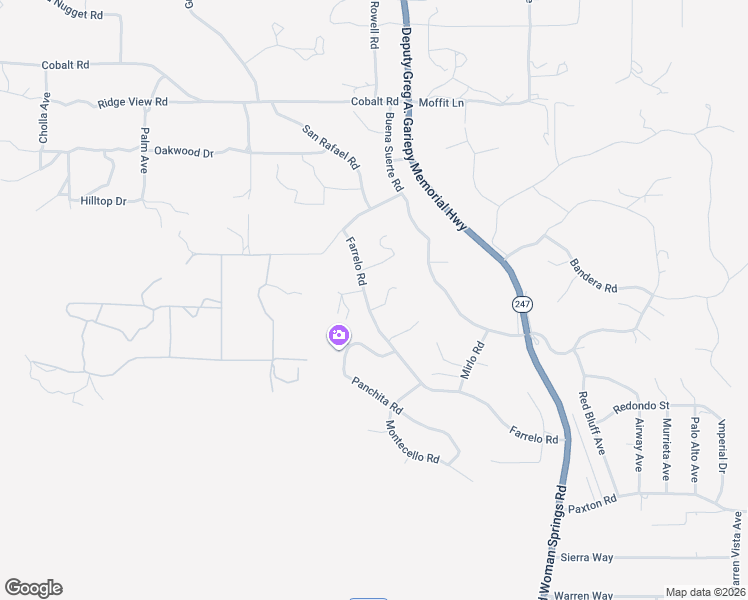 map of restaurants, bars, coffee shops, grocery stores, and more near 57006 Pinto Court in Yucca Valley