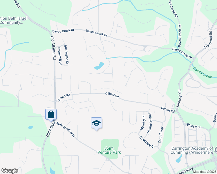 map of restaurants, bars, coffee shops, grocery stores, and more near 2520 Wood Fern Lane in Cumming