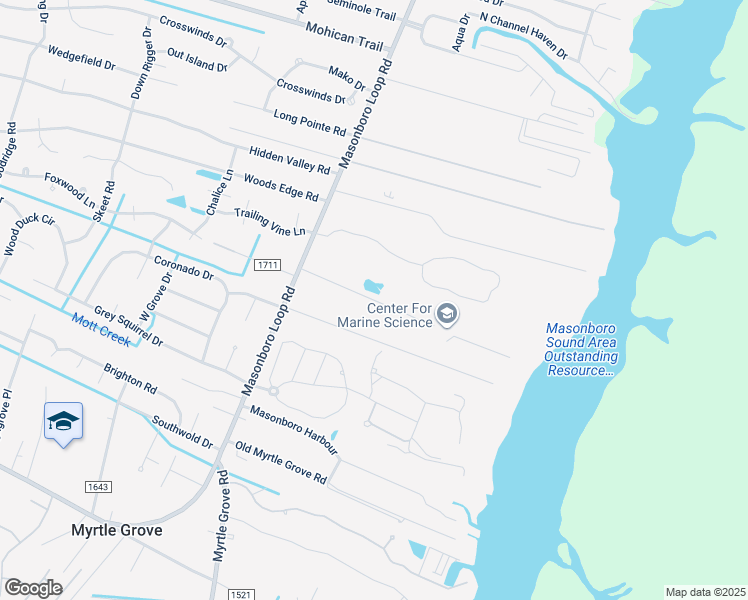 map of restaurants, bars, coffee shops, grocery stores, and more near Marvin K Moss Lane in Myrtle Grove