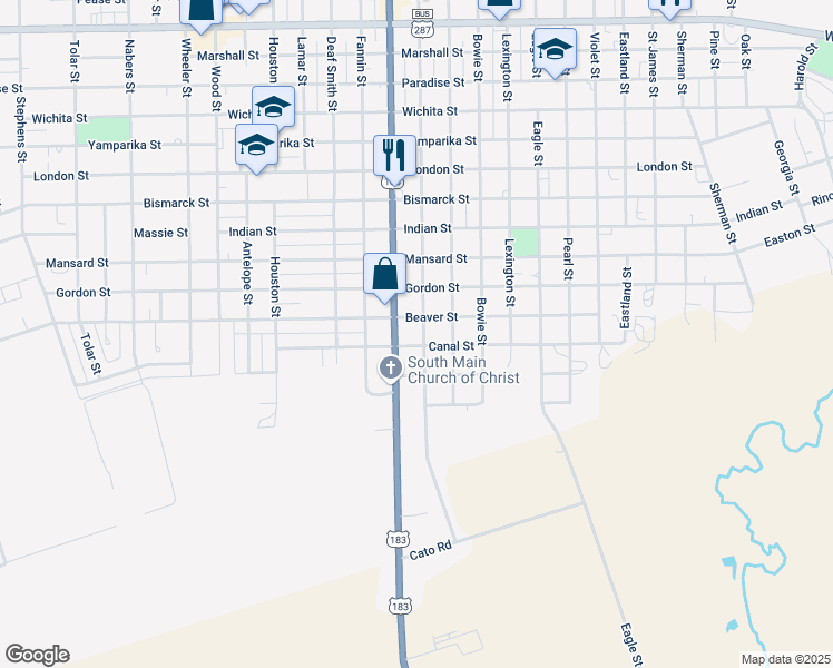 map of restaurants, bars, coffee shops, grocery stores, and more near 2818 Cumberland Street in Vernon