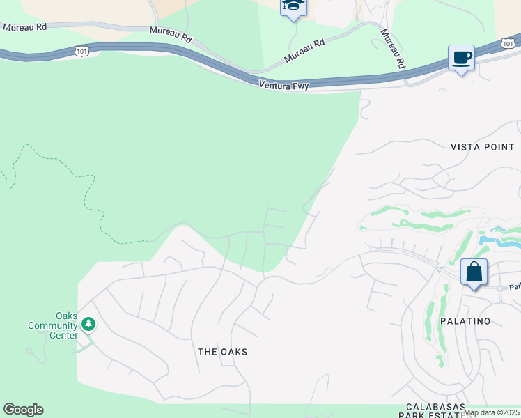 map of restaurants, bars, coffee shops, grocery stores, and more near 4205 Prado De La Puma in Calabasas