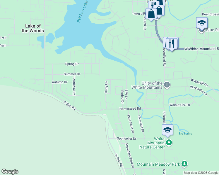 map of restaurants, bars, coffee shops, grocery stores, and more near 254 West Lane in Navajo County