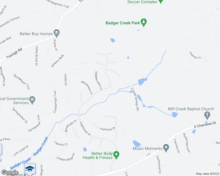 map of restaurants, bars, coffee shops, grocery stores, and more near 500 Glenridge Way in Woodstock