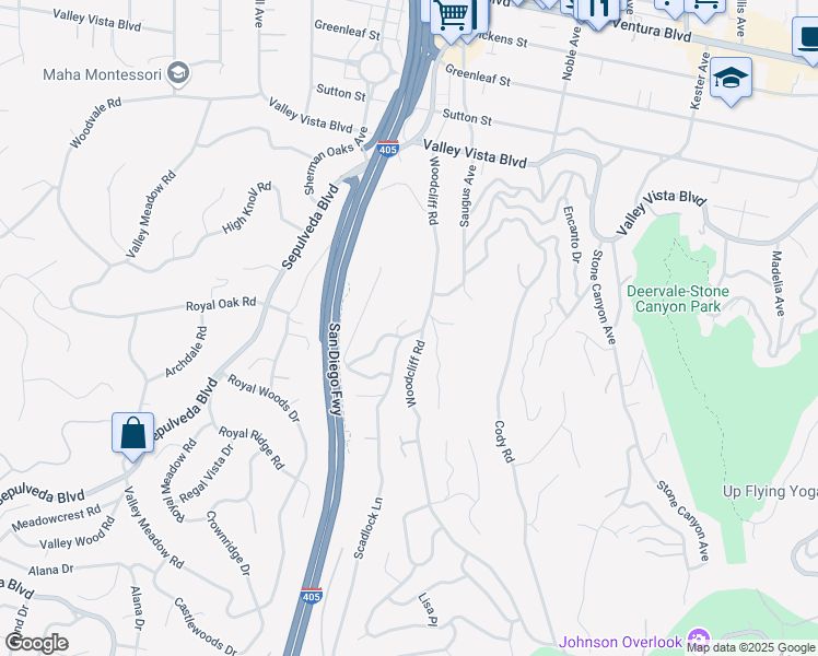map of restaurants, bars, coffee shops, grocery stores, and more near 4006 Deerhorn Drive in Los Angeles